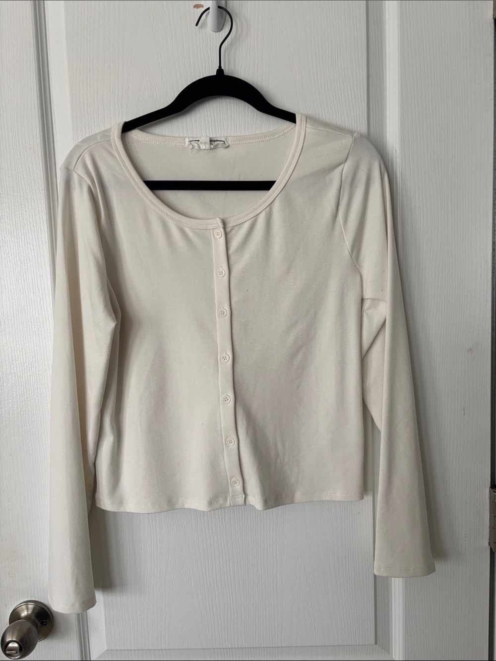 Hippie Rose Cream Button-Front Long Sleeve Top